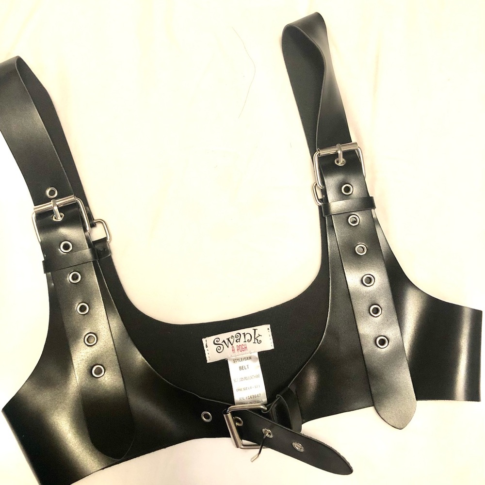 Leather bralette vest one size